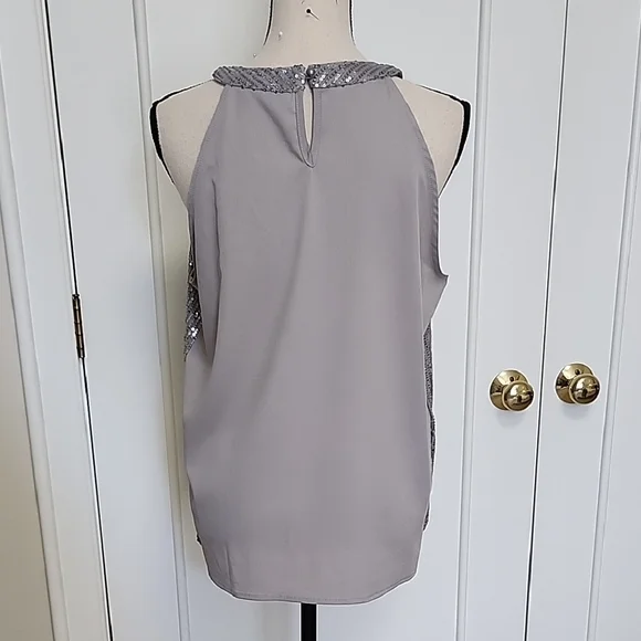 Silver Sequin Sleeveless Top - Picture 3 of 3